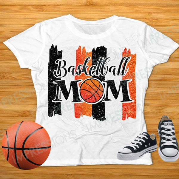 Basketball Mom - Glitter Stripe Background