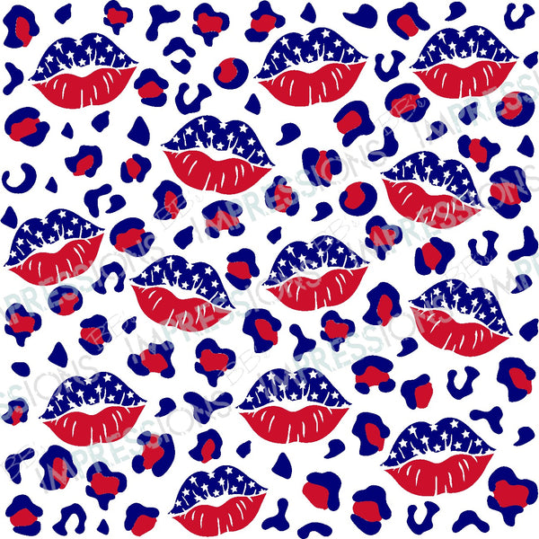 Patriotic Lips Leopard Pattern