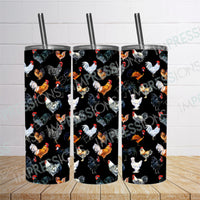 Chickens with Black Background - Tumbler Wrap