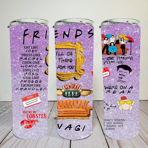 Purple Glitter FRIENDS Collage - Straight Tumbler Wrap