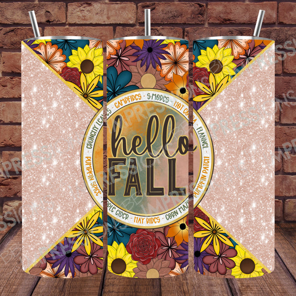 Hello Fall Floral v1 - Tumbler Wrap