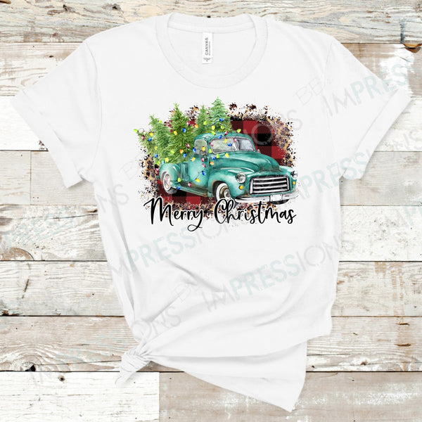 Merry Christmas - Vintage Turquoise Truck