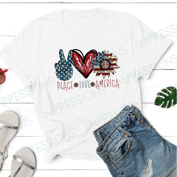 Peace Love America - Flag Sunflower w/ Peace Sign