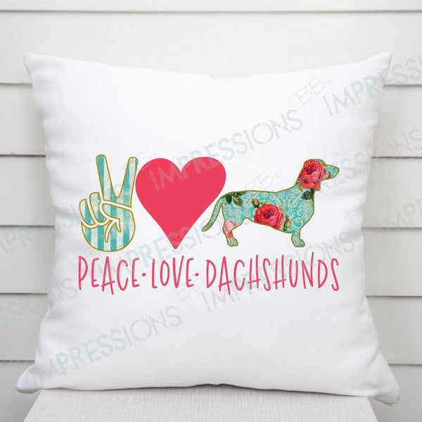 Peace Love Dachshunds - Floral