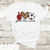 Peace Love Soccer - Red & Leopard