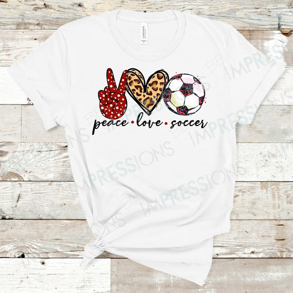 Peace Love Soccer - Red & Leopard
