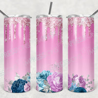 Pink Floral Drip - Tumbler Wrap