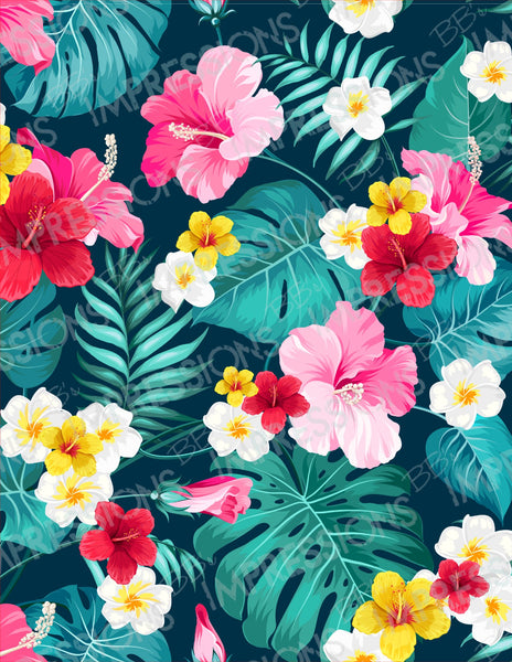 Pink & Yellow Tropical Flowers Pattern