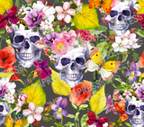 Floral Skulls - Straight Tumbler Wrap