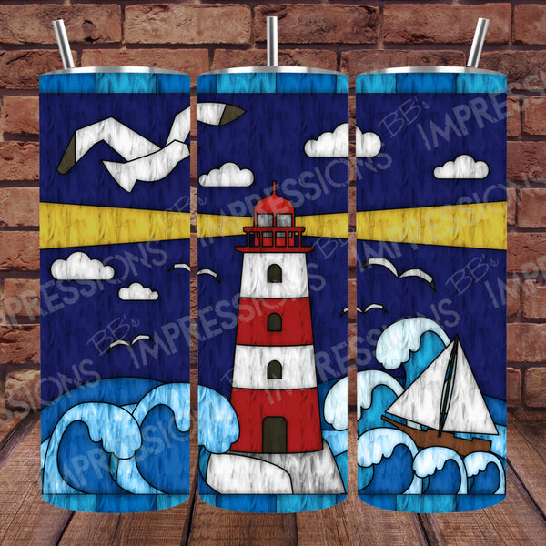 Stained Glass Lighthouse - Tumbler Wrap