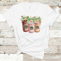 Coffee Cups With Flowers & Cactus
