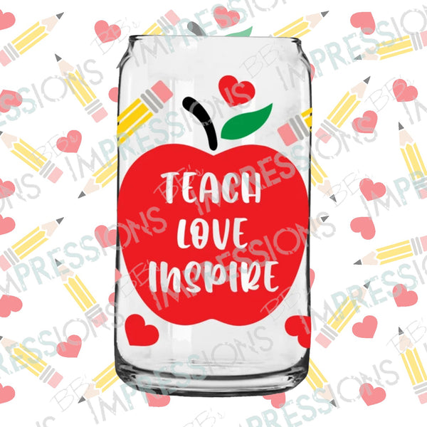 Teach Love Inspire Glass Can Wrap